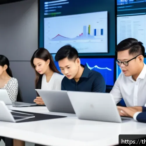 지식생태계 내에서의 자원 배분 전략 - A modern Thai office environment showing a diverse group of professionals in smart casual attire col...