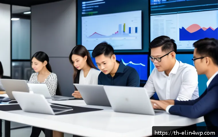 지식생태계 내에서의 자원 배분 전략 - A modern Thai office environment showing a diverse group of professionals in smart casual attire col...
