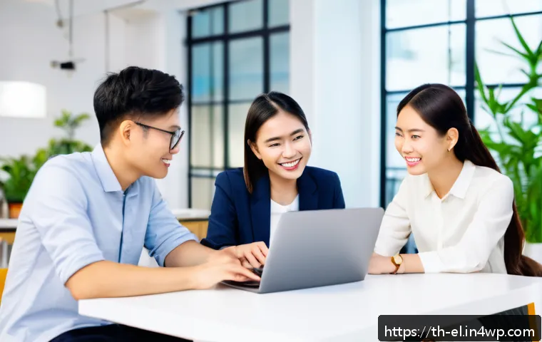지식생태계 조성을 위한 전략적 계획 - A modern Thai office environment where diverse employees are engaged in a casual weekly “Idea Sharin...